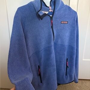 Vineyard Vines Blue Fleece with Pink Zipper